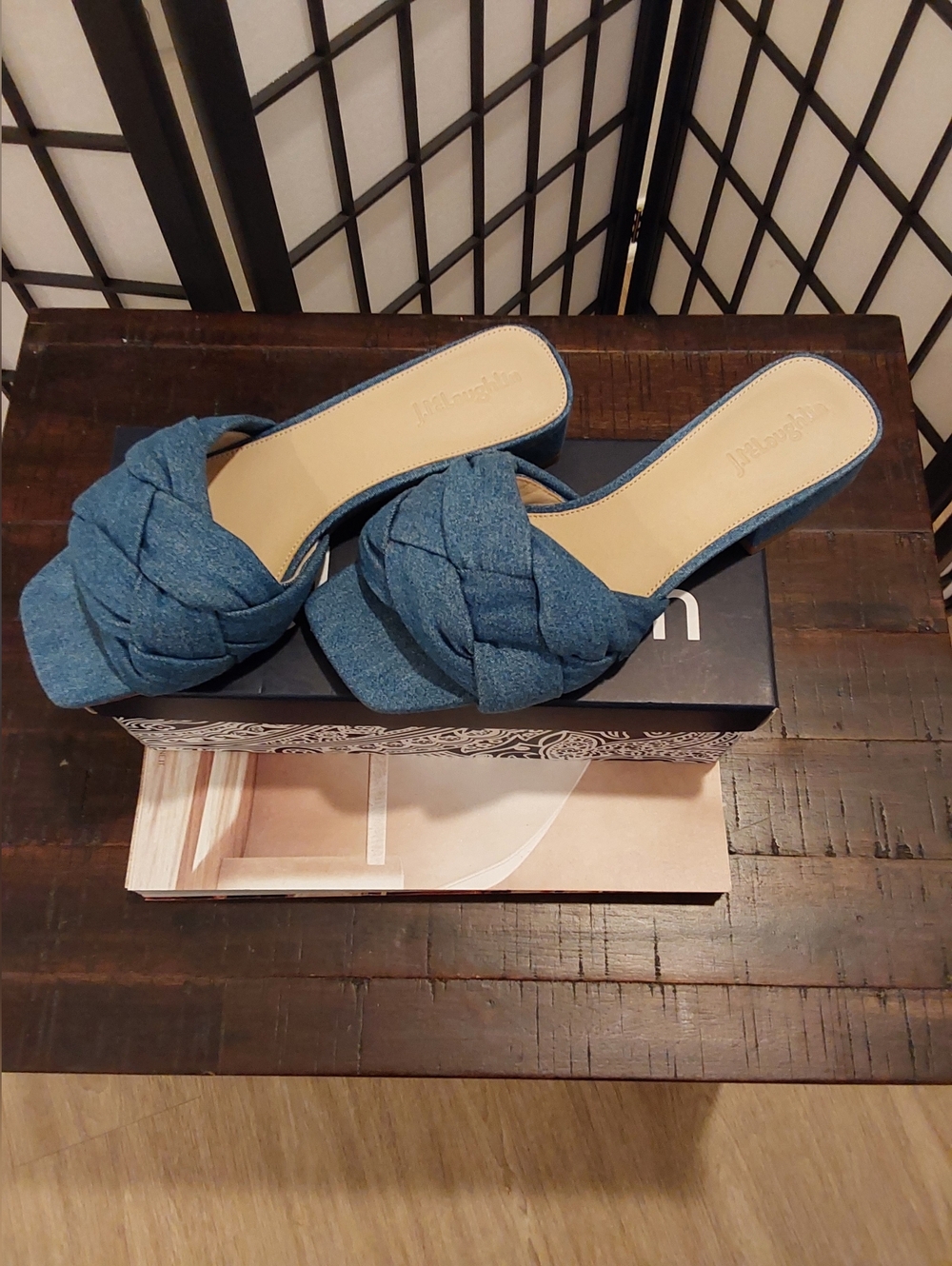 JMcLaughlin Braided Denim Slide Sandals - Blue
